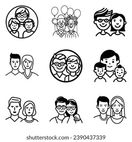 Peoples Flat Icon Set Isolated On White Background