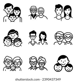 Peoples Flat Icon Set Isolated On White Background