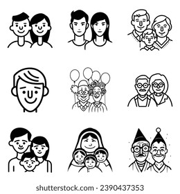 Peoples Flat Icon Set Isolated On White Background