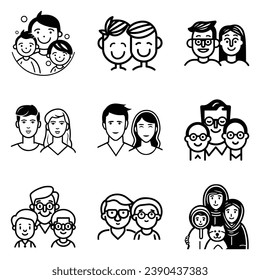 Peoples Flat Icon Set Isolated On White Background