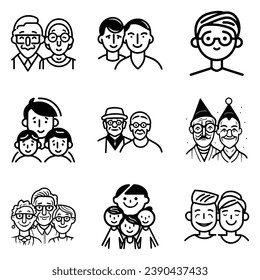 Peoples Flat Icon Set Isolated On White Background