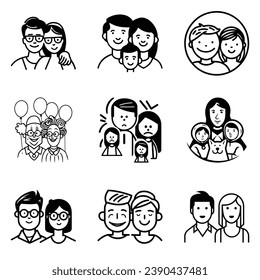 Peoples Flat Icon Set Isolated On White Background