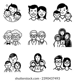 Peoples Flat Icon Set Isolated On White Background