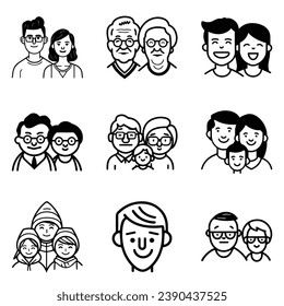 Peoples Flat Icon Set Isolated On White Background