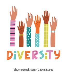 Peoples Hands Different Skin Color Raised Stock Vector (Royalty Free ...