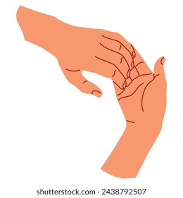 Peoples hands - handshake gesture. Vector illustration in flat style.