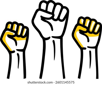 peoples hands raised with clenched fists hand, Eps 