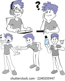 People's illustrations set of activities on white background.