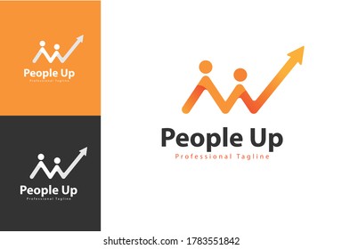 People's logo design combined with rising statistics. There are several color concepts. vector