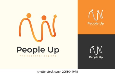 People's logo design combined with rising statistics. There are several color concepts. vector