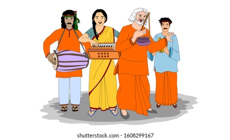 peoples are playing different musical instruments - illustration