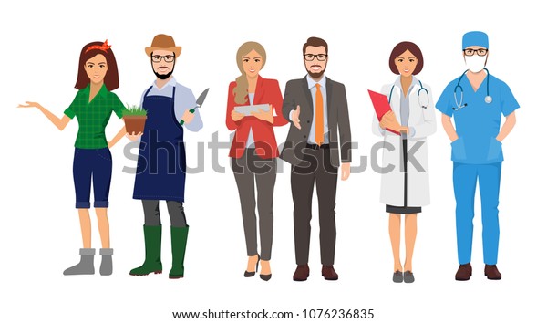 Peoples Profession Vector Flat Illustrations Gardeners Stock Vector ...