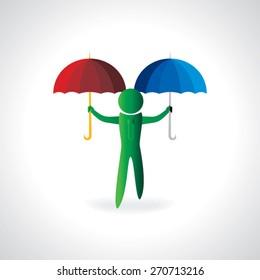 peoples protecting with umbrella vector illustration