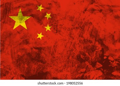 People's Republic of China, Chinese Flag on concrete textured background
