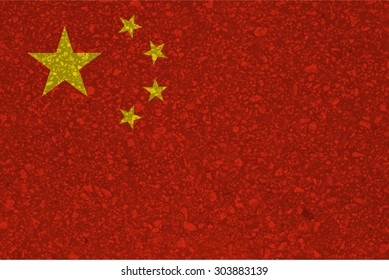 People's Republic of China, Chinese flag with grunge texture.Vector template