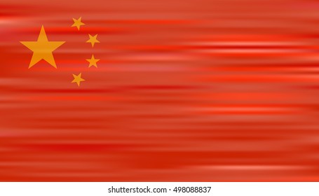People's Republic of China flag blowing in the wind. Chinese national symbol. Vector illustration.