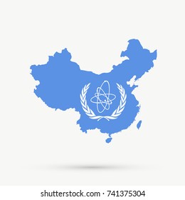 People's Republic of China map in International Atomic Energy Agency, IAEA, flag colors