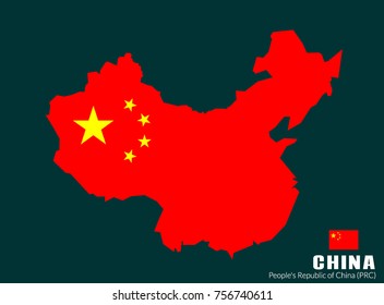 People's Republic of China (PRC) flag and map vector