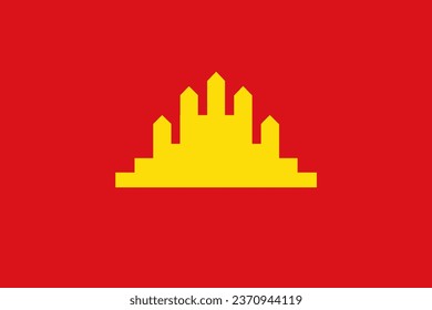 Ilustración vectorial de la bandera de la República Popular de Kampuchea aislada. 