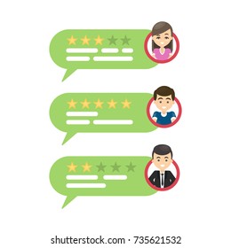 People's review commentary. Concept of ranking the service.