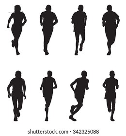 Peoples running silhouettes - Vector