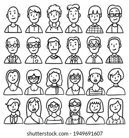 
peoples set icon drawing doodle cartoon