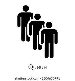 Peoples standing in a queue, glyph style icon