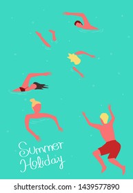 Peoples swimming summer, vector image