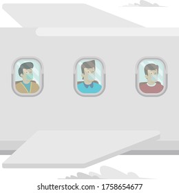 peoples are traveling using air plane while keep using medical mask