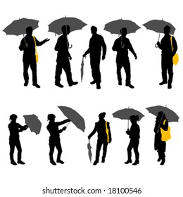 peoples with umbrella