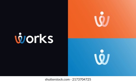 PeopleWorks Logo symbol, typography Idea. Vector illustration. Co-work concept.