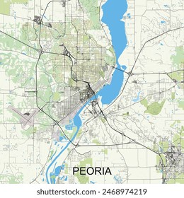 Peoria, Illinois, United States map poster art