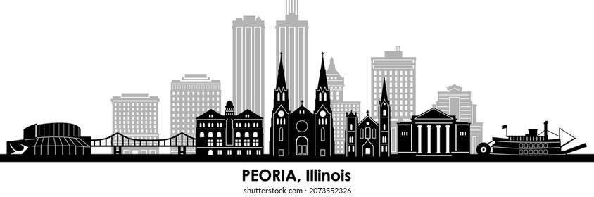 PEORIA Illinois USA City Skyline Vector
