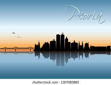 Peoria skyline - Illinois, United States of America, USA - vector illustration
