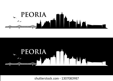 Peoria skyline - Illinois, United States of America, USA - vector illustration