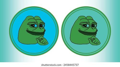 Pepe cryptocurrency logo illustrations on abstract background. 3d illustrations.