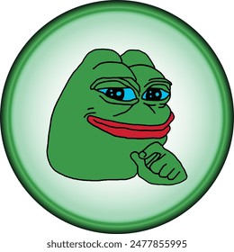 pepe cryptocurrency logo illustrations on abstract background. 3d illustrations.