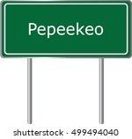 Pepeekeo , Hawaii , road sign green vector illustration, road table, USA city