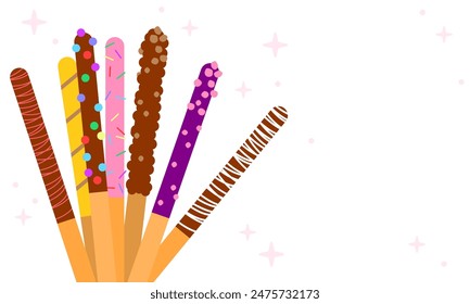 Pepero Day Feier Romantisches Ereignis Banner Illustration Vektorgrafik. Pepero-Sticks. Schokoladenkeks-Sticks. Pocky Stroh Stick Set