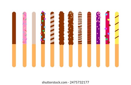 Pepero day celebration romantic event banner illustration vector. Pepero sticks set, collection. Chocolate Biscuit Sticks. Pocky straw stick set