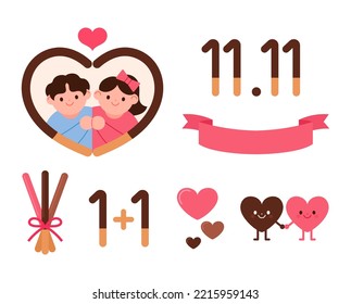 Pepero Day illustration commemorating the 11th of November. Pepero event concept vector illustration.