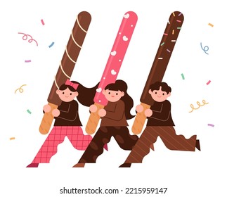 Pepero Day illustration commemorating the 11th of November. Pepero event concept vector illustration.