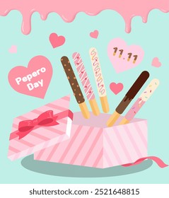 Pepero Day illustration with Pepero gift box