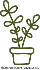 Peperomie in Topf, Illustration, Vektorgrafik auf weißem Hintergrund.