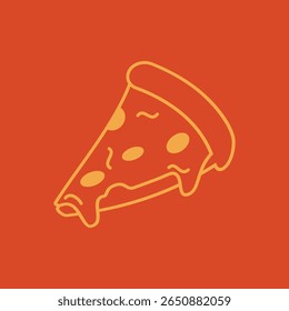 Peperoni cheese Italian Pizza Outline Vector Illustration