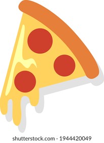 Pizza de peperoni y queso, ilustración, vector sobre fondo blanco