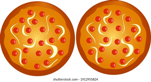 Pizza Peperoni, ilustración, vector sobre fondo blanco.