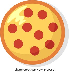 Peperoni pizza, illustration, vector on a white background