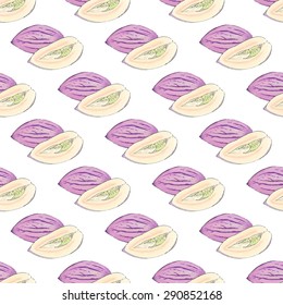 Pepino melon. Seamless pattern with fruits. Hand-drawn background. Vector illustration. Real watercolor drawing.