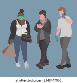 La gente usa teléfonos . Ilustración del vector 